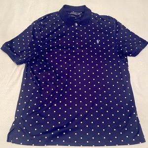 Men’s navy blue with cream dots polo